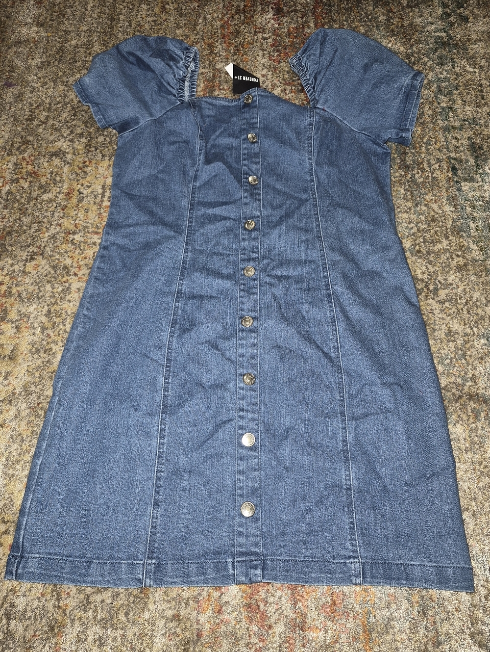 Forever 21 Denim Button-Front Blue Dress